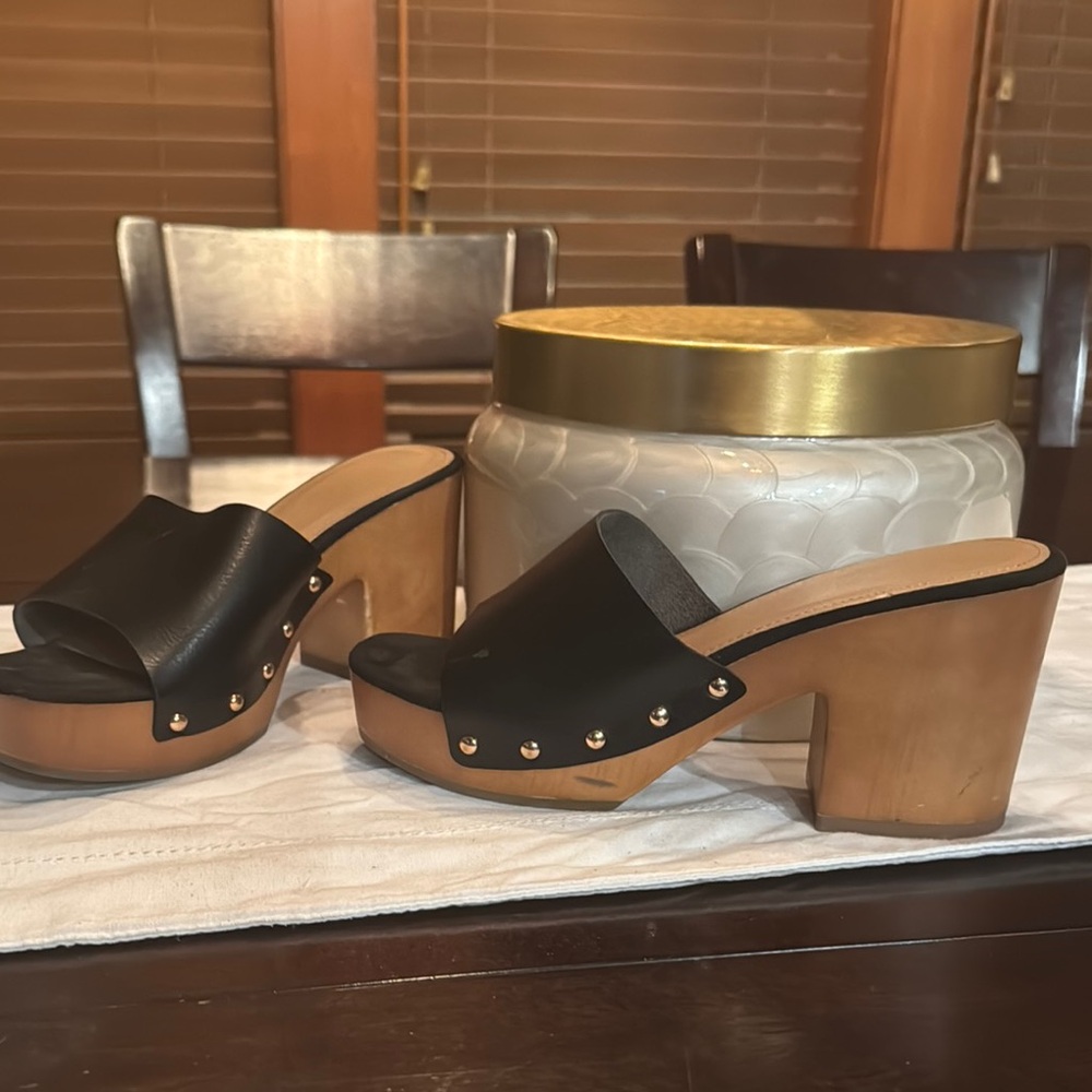 Rouge! Black and Tan Studded Mules